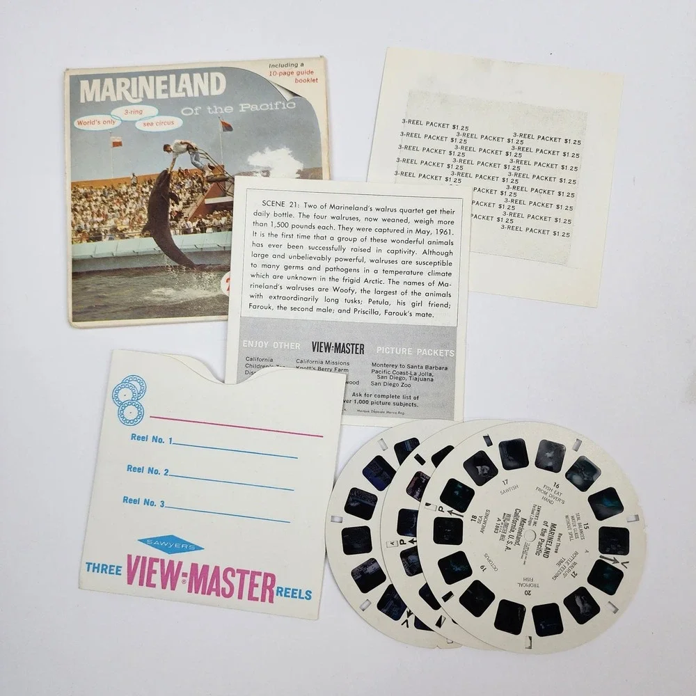 Vintage View-Master‎ 3D Stereo Reel Packet - Marineland